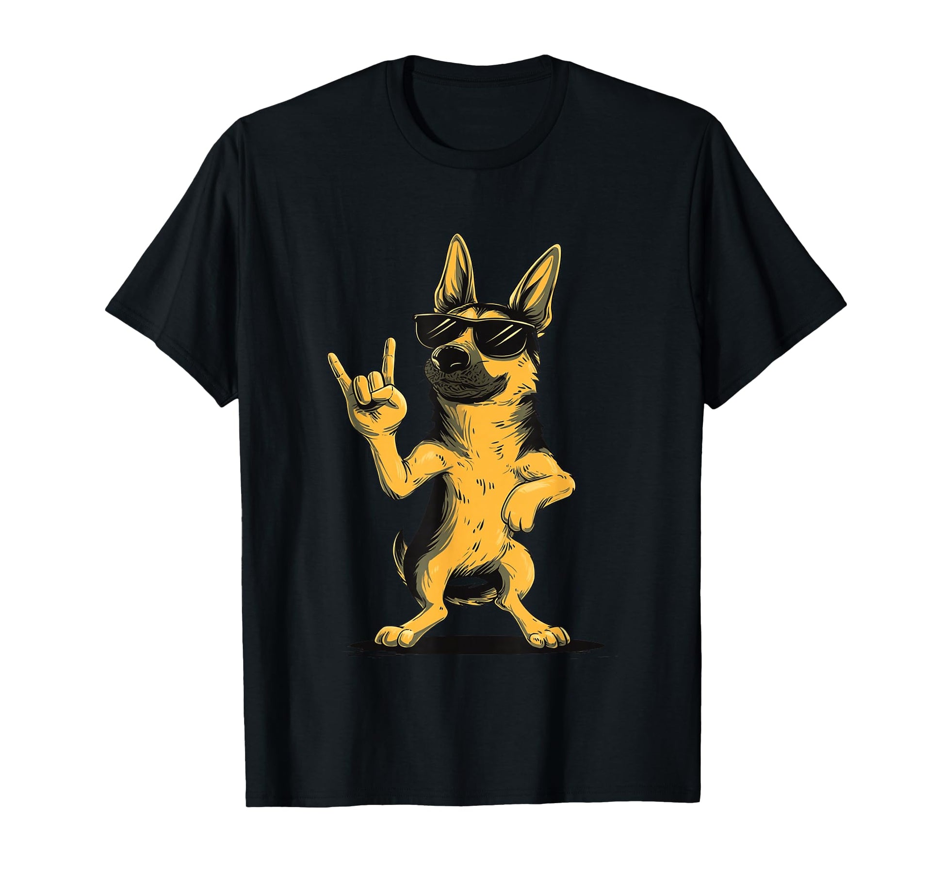 German Shepherd Rock Hand Sign Punk T-Shirt - Custom Art Print Men Women - T-Shirt, Sweatshirt, Hoodie