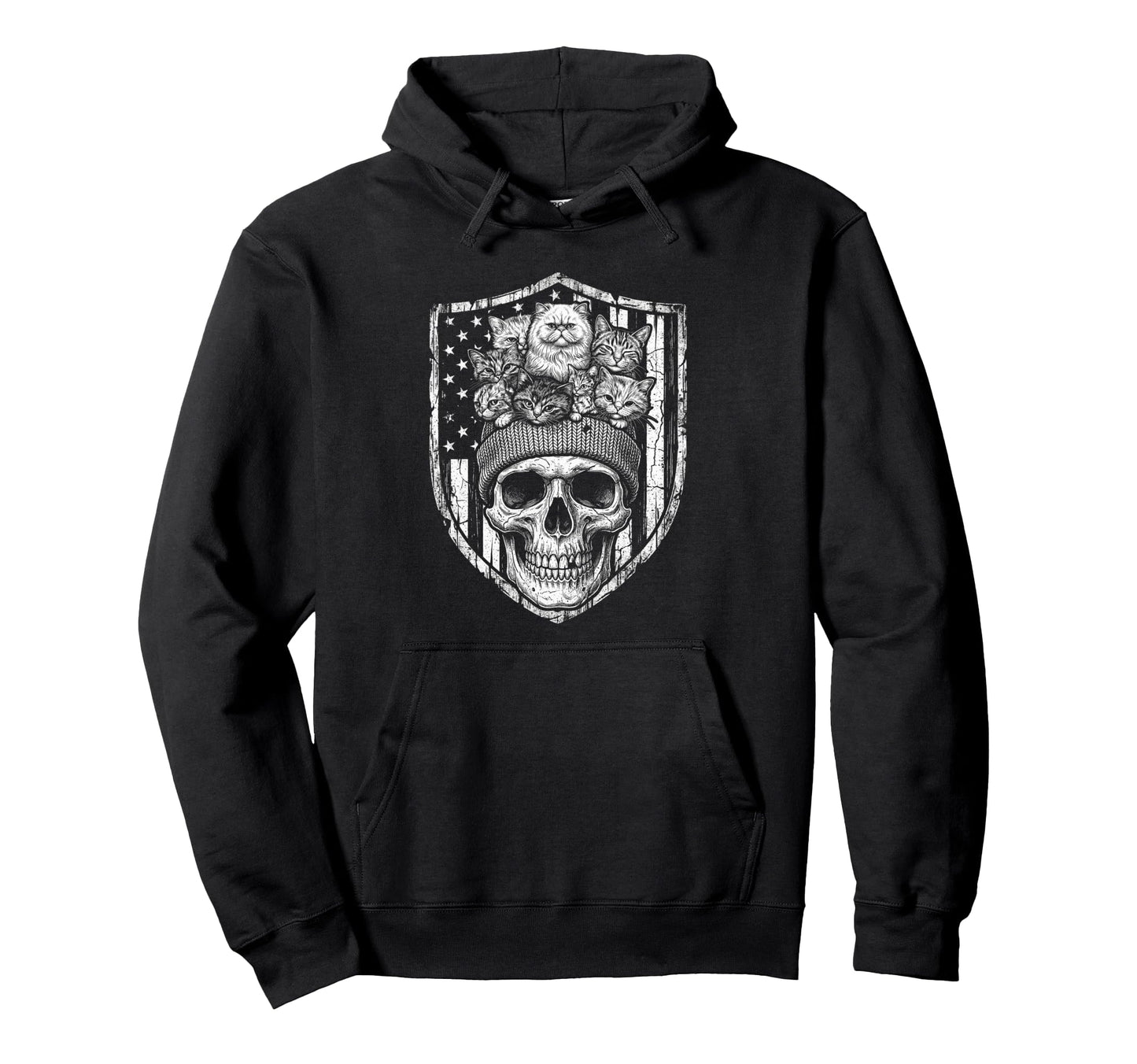 Skull Cat Skeleton Kitty Kitten Gothic Hoodie - Graphic Print for Adults - T-Shirt, Sweatshirt, Hoodie