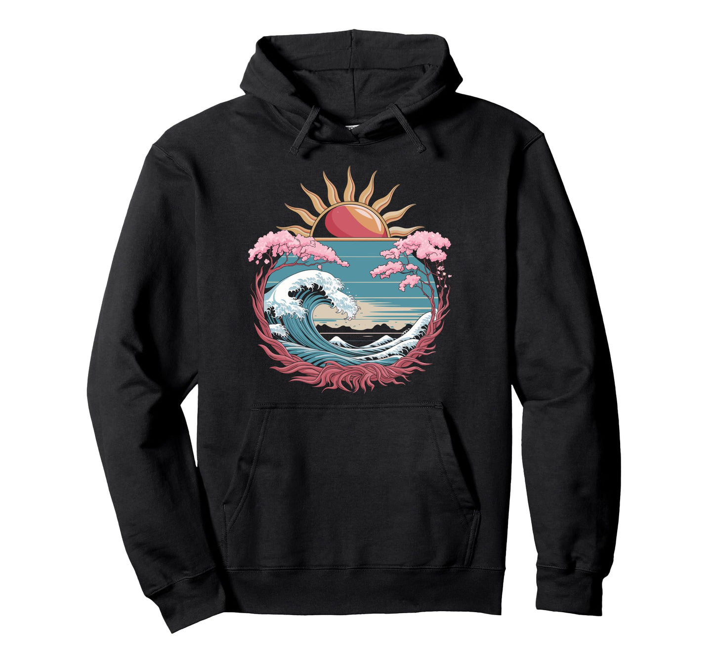 Big Wave Vaporwave Aesthetic 80S Anime Hoodie - Custom Art Print Men Women - T-Shirt, Sweatshirt, Hoodie