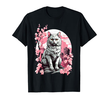Anime Cat Japanese Vaporwave T-Shirt - Aesthetic Graphic Men Women - T-Shirt, Sweatshirt, Hoodie