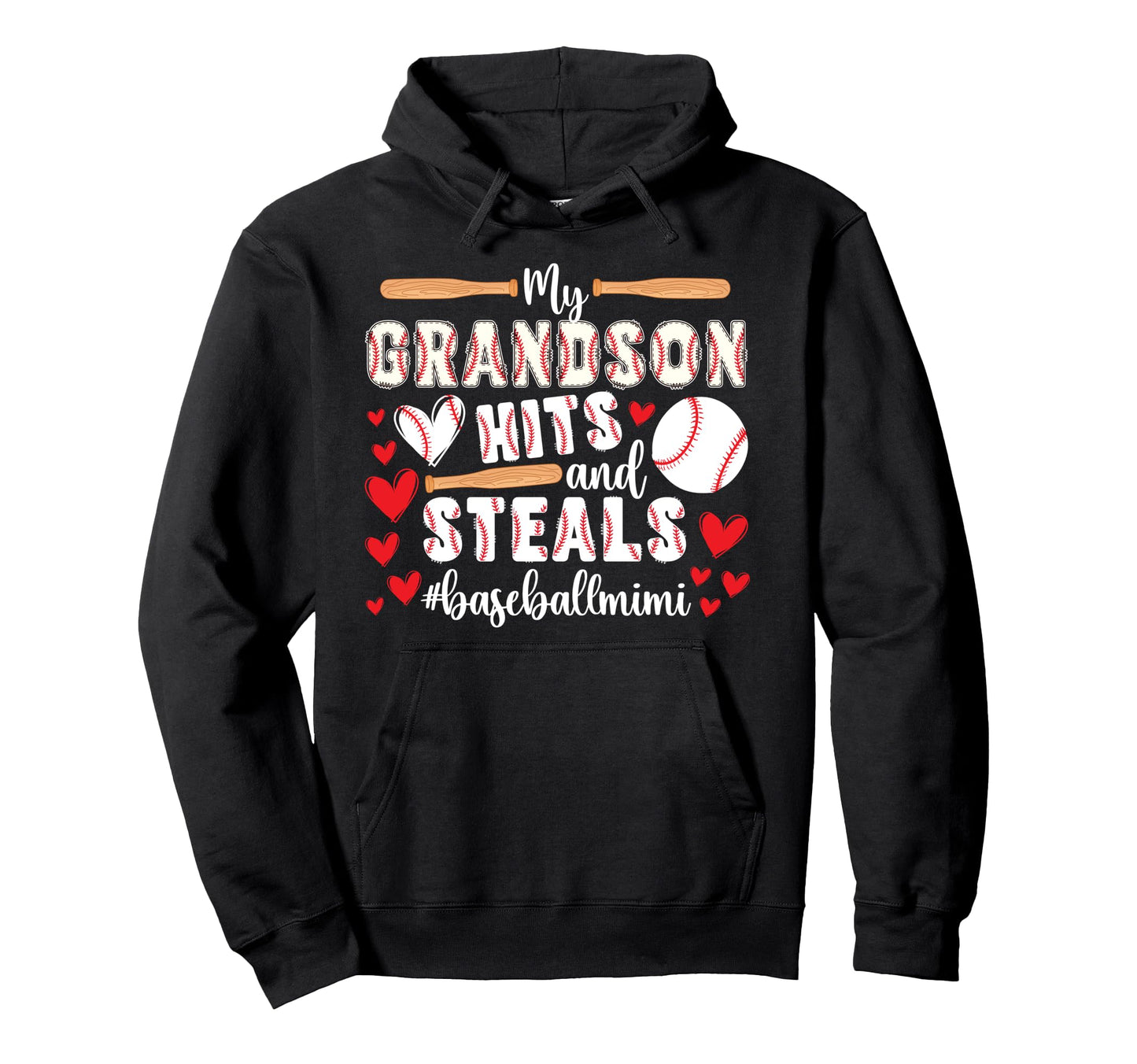 My Grandson Baseball Mimi Hoodie - Casual Everyday Wear for Adults - T-Shirt, Sweatshirt, Hoodie