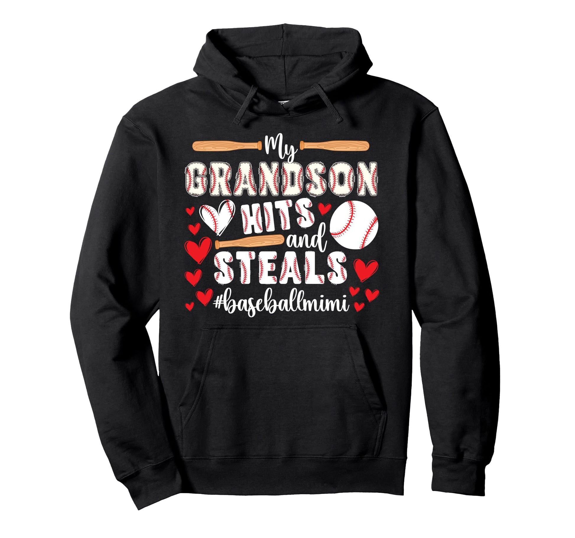 My Grandson Baseball Mimi Hoodie - Casual Everyday Wear for Adults - T-Shirt, Sweatshirt, Hoodie