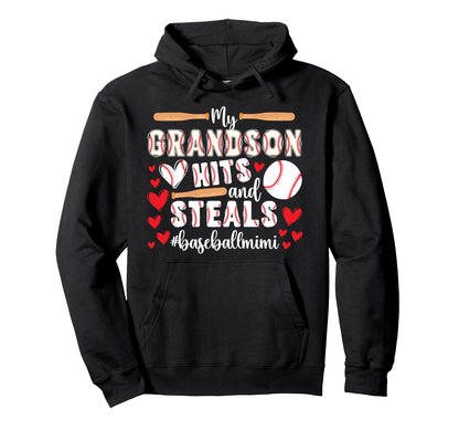 My Grandson Baseball Mimi Hoodie - Casual Everyday Wear for Adults - T-Shirt, Sweatshirt, Hoodie