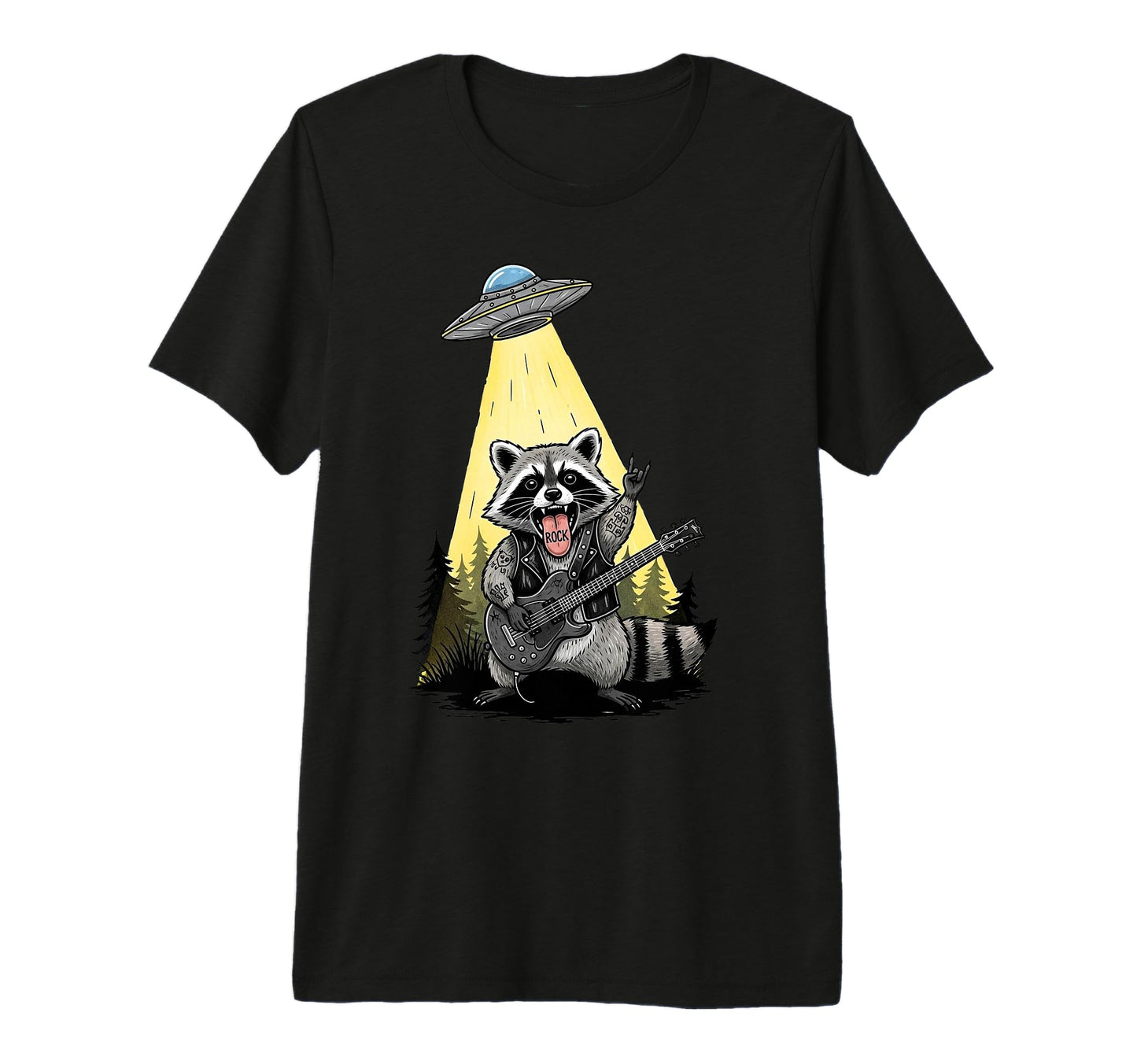 Space Rock Scifi Raccoon Guitar Alien T-Shirt - Streetwear Style Men Women - T-Shirt, Sweatshirt, Hoodie