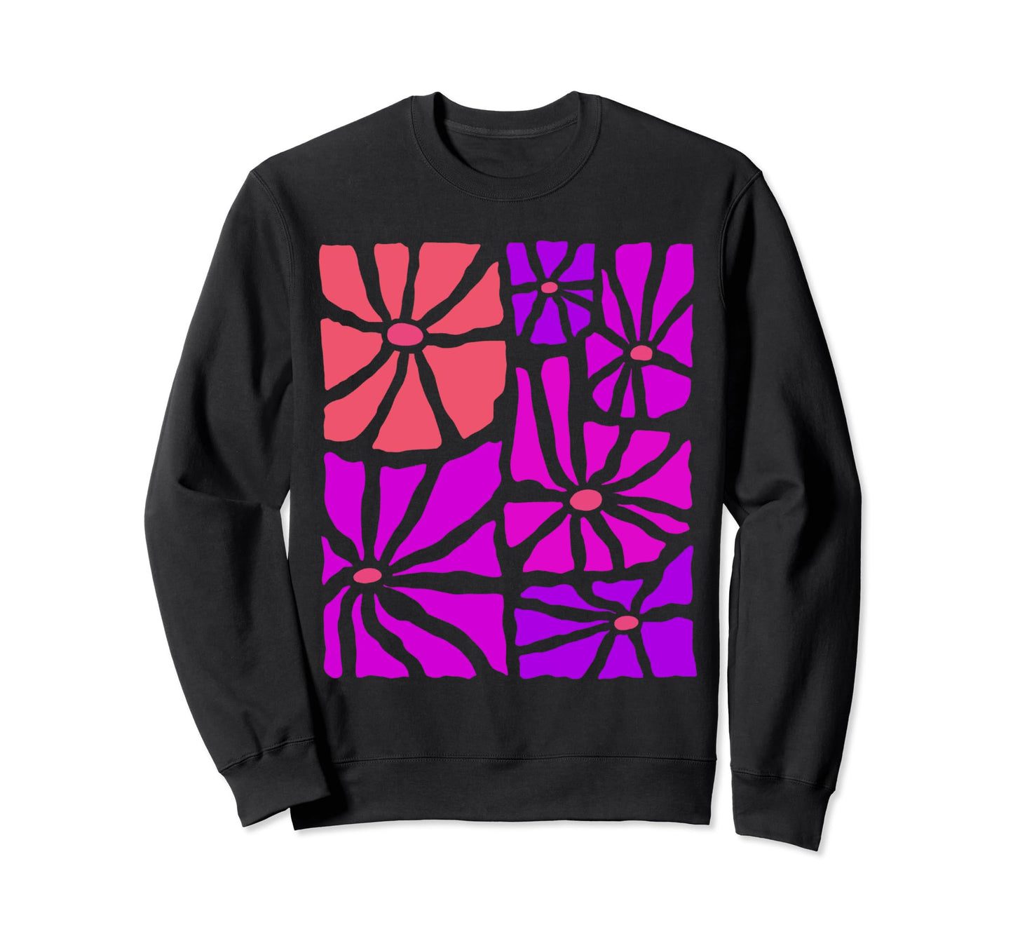 Boho Flower Purple Daisy Floral Sweatshirt - Minimalist Print Men Women - T-Shirt, Sweatshirt, Hoodie