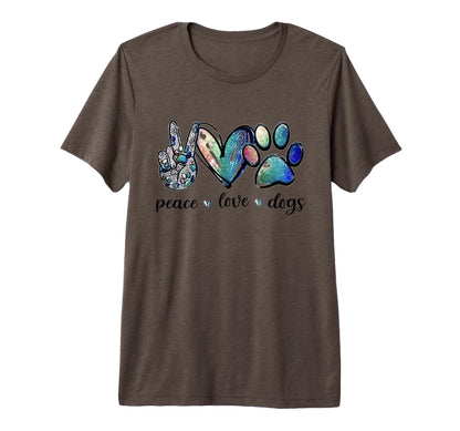 Dog Lover Peace Love Dogs Puppy Paw Tri T-Shirt - Novelty Apparel Unisex - T-Shirt, Sweatshirt, Hoodie