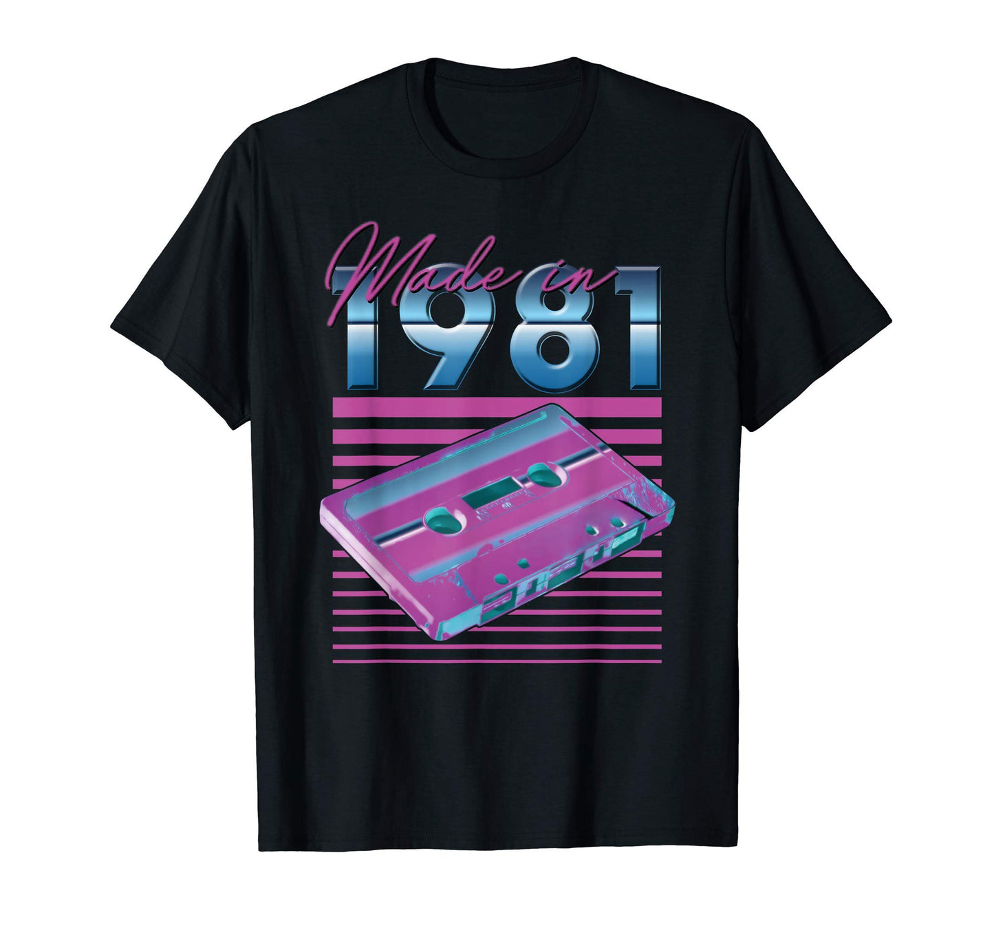 1981 Cassette Tape Stripes T-Shirt - Novelty Apparel Unisex - T-Shirt, Sweatshirt, Hoodie
