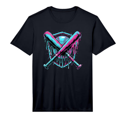Baseball Drip Ice Cream Dripping T-Shirt - Novelty Apparel for Adults - T-Shirt, Sweatshirt, Hoodie