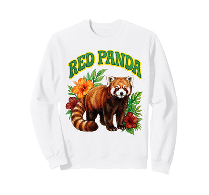 Red Panda Groovy Floral Watercolor Sweatshirt - Custom Art Print Unisex - T-Shirt, Sweatshirt, Hoodie