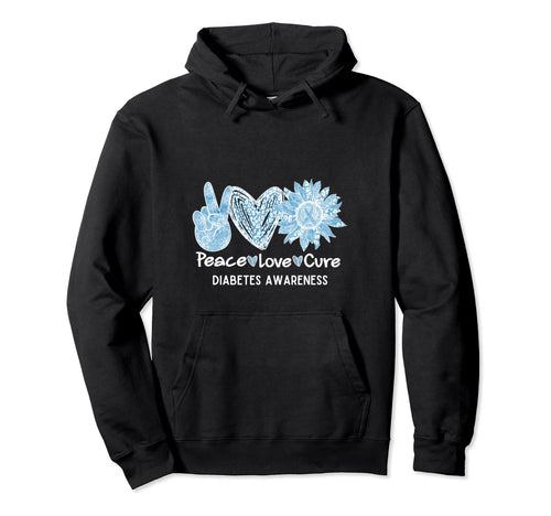 Peace Love Cure Diabetes Awareness Hoodie - Custom Art Print Unisex - T-Shirt, Sweatshirt, Hoodie