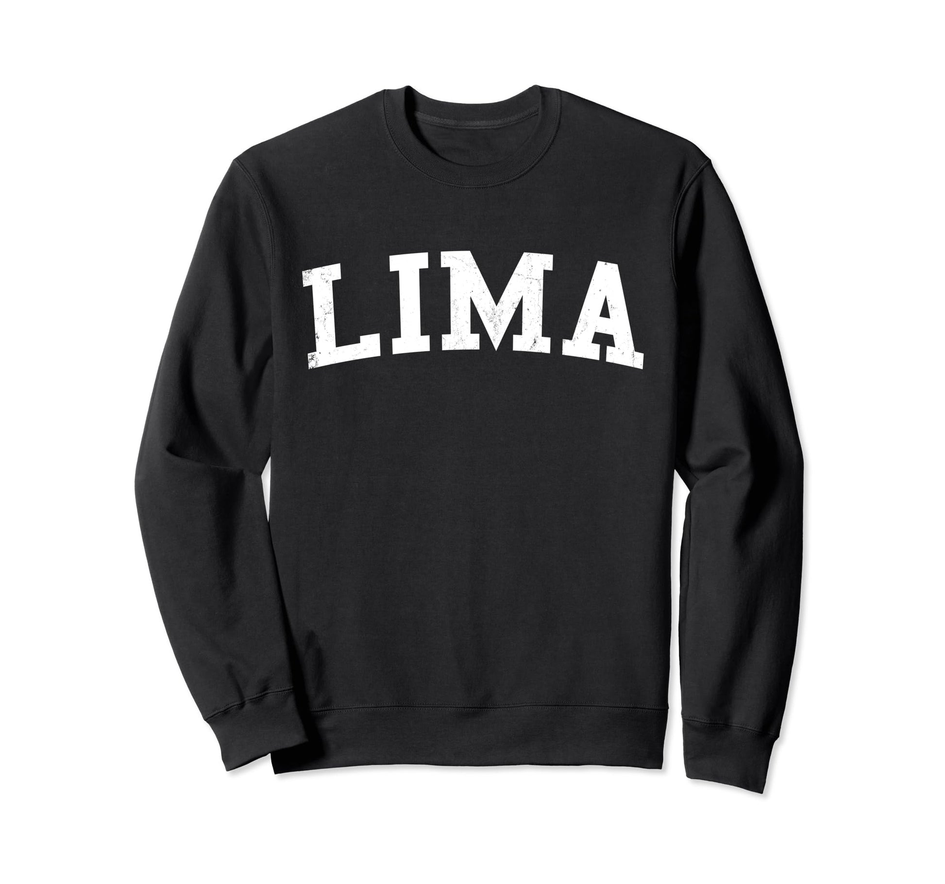 Lima Oh Distressed White Varsity Sweatshirt - Novelty Apparel Unisex - T-Shirt, Sweatshirt, Hoodie