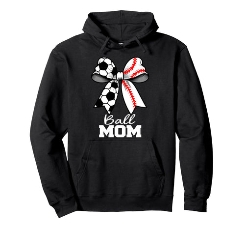 Ball Mom Soccer Baseball Mom Coquette Bow Hoodie - Custom Art Print Unisex - T-Shirt, Sweatshirt, Hoodie