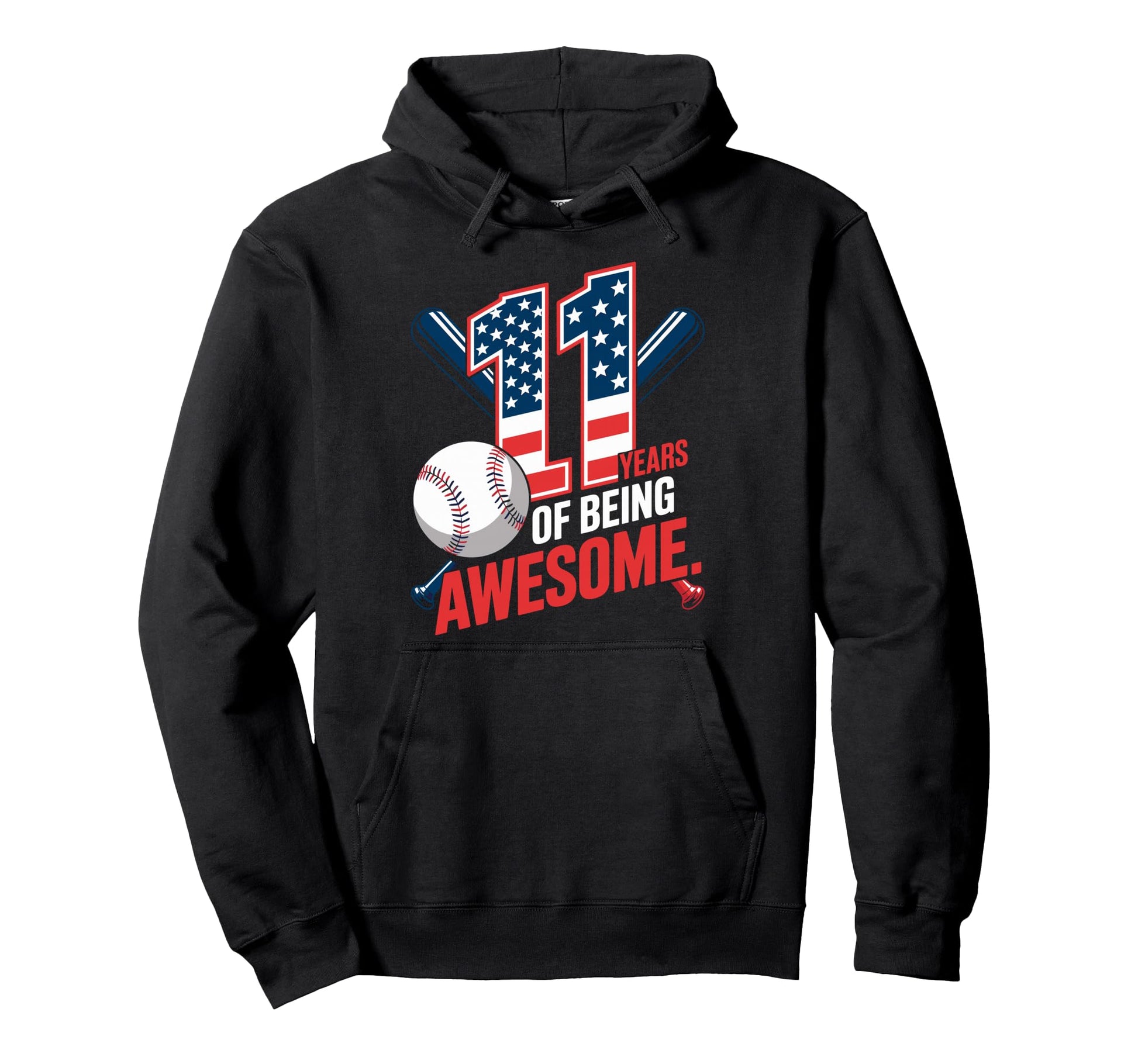 11 Years Being Awesome Baseball Player Hoodie - Graphic Print Men Women - T-Shirt, Sweatshirt, Hoodie