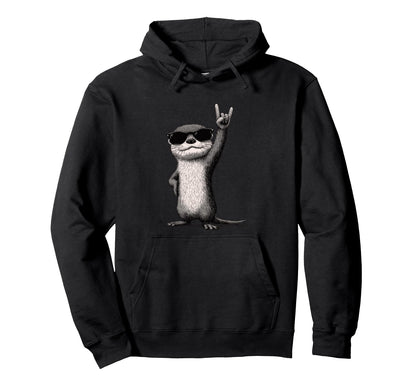 Rock Otter Sunglasses Fun Hoodie - Custom Art Print for Adults - T-Shirt, Sweatshirt, Hoodie