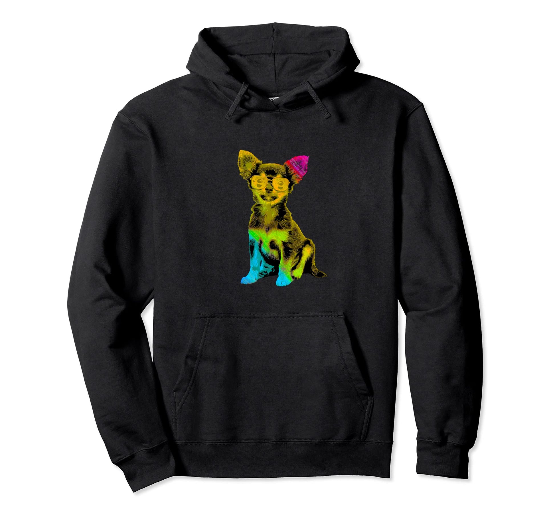 Rainbow Color Chihuahua Dog Sunglasses Hoodie - Unique Graphic for Adults - T-Shirt, Sweatshirt, Hoodie