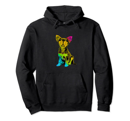 Rainbow Color Chihuahua Dog Sunglasses Hoodie - Unique Graphic for Adults - T-Shirt, Sweatshirt, Hoodie