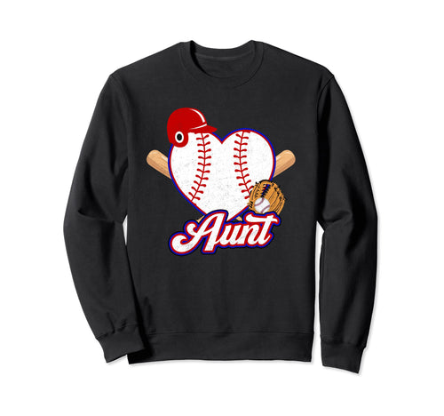 Baseball Aunt Matching Family Sweatshirt - Fun Novelty Design for Adults - T-Shirt, Sweatshirt, Hoodie