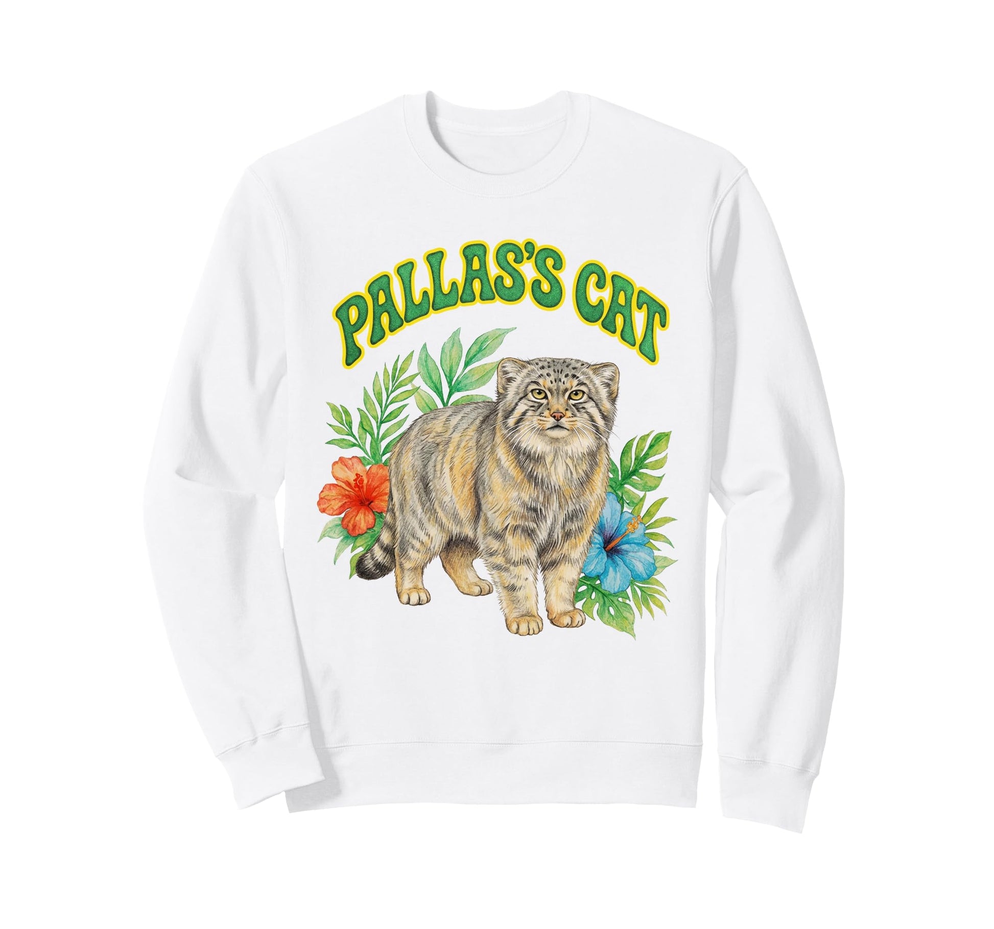 Pallass Cat Groovy Floral Sweatshirt - Custom Art Print for Adults - T-Shirt, Sweatshirt, Hoodie