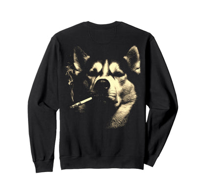 Siberian Husky Smoking Cigarette Sweatshirt - Aesthetic Graphic Unisex - T-Shirt, Sweatshirt, Hoodie