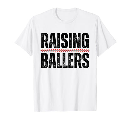 Raising Ballers Baseball Softball Mom T-Shirt - Graphic Print for Adults - T-Shirt, Sweatshirt, Hoodie