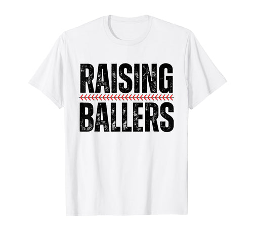 Raising Ballers Baseball Softball Mom T-Shirt - Graphic Print for Adults - T-Shirt, Sweatshirt, Hoodie