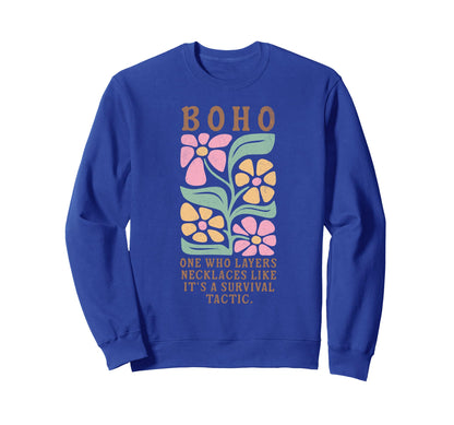 Womens Flowers Boho Boho Floral Sweatshirt - Minimalist Print for Adults - T-Shirt, Sweatshirt, Hoodie