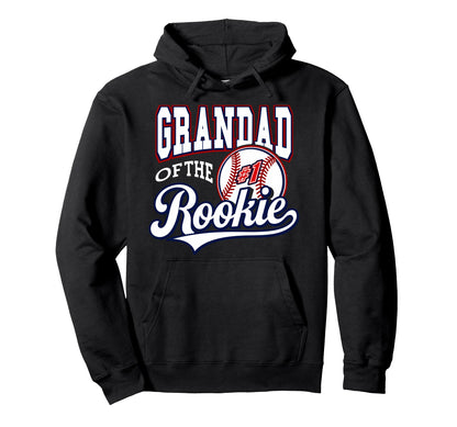 Grandpa Grandad Number 1 Rookie Baseball Hoodie - Graphic Print Men Women - T-Shirt, Sweatshirt, Hoodie