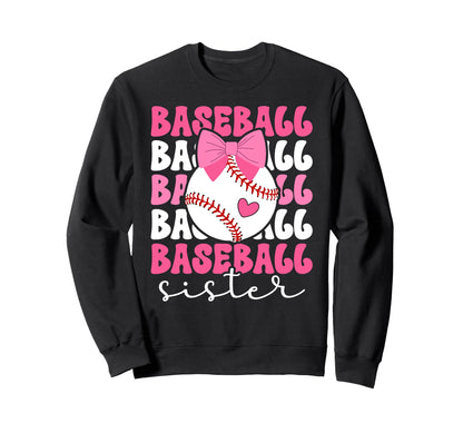 Baseball Sister Bow Baseball Sweatshirt - Casual Everyday Wear Men Women - T-Shirt, Sweatshirt, Hoodie