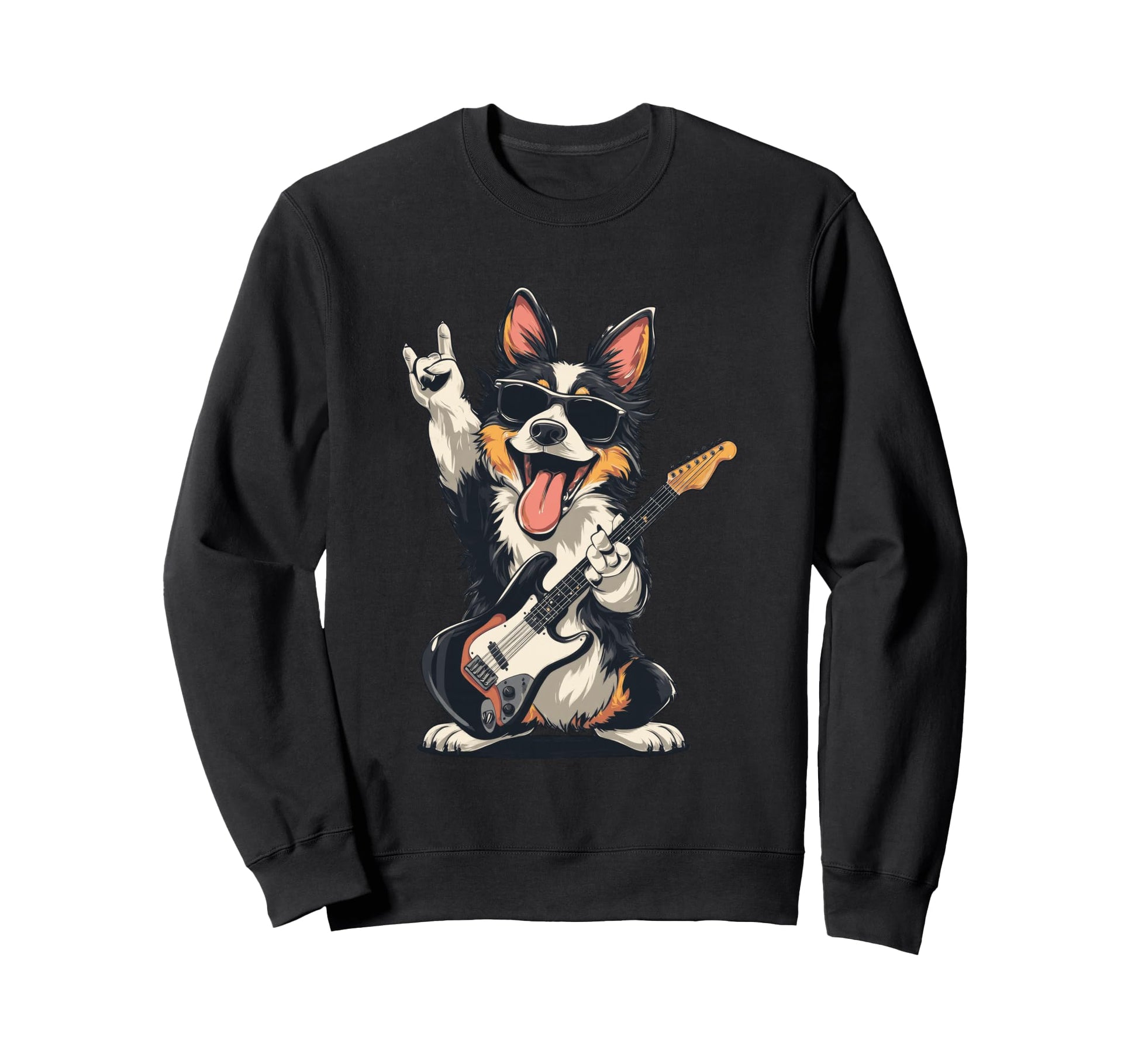 Funny Corgi Dog Playing Guitar Sweatshirt - Fun Novelty Design Men Women - T-Shirt, Sweatshirt, Hoodie