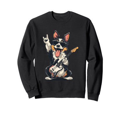 Funny Corgi Dog Playing Guitar Sweatshirt - Fun Novelty Design Men Women - T-Shirt, Sweatshirt, Hoodie