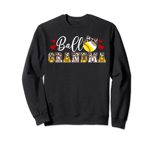 Ball Grandma Leopard Baseball Sweatshirt - Minimalist Print Men Women - T-Shirt, Sweatshirt, Hoodie