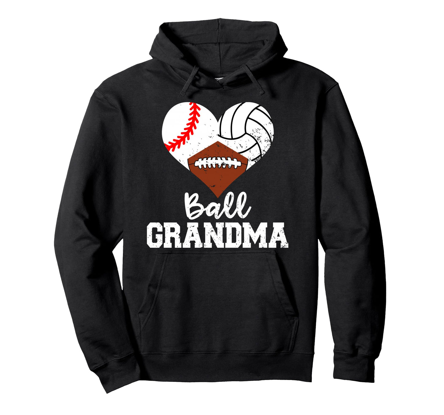 Ball Grandma Heart Baseball Volleyball Hoodie - Unique Graphic for Adults - T-Shirt, Sweatshirt, Hoodie