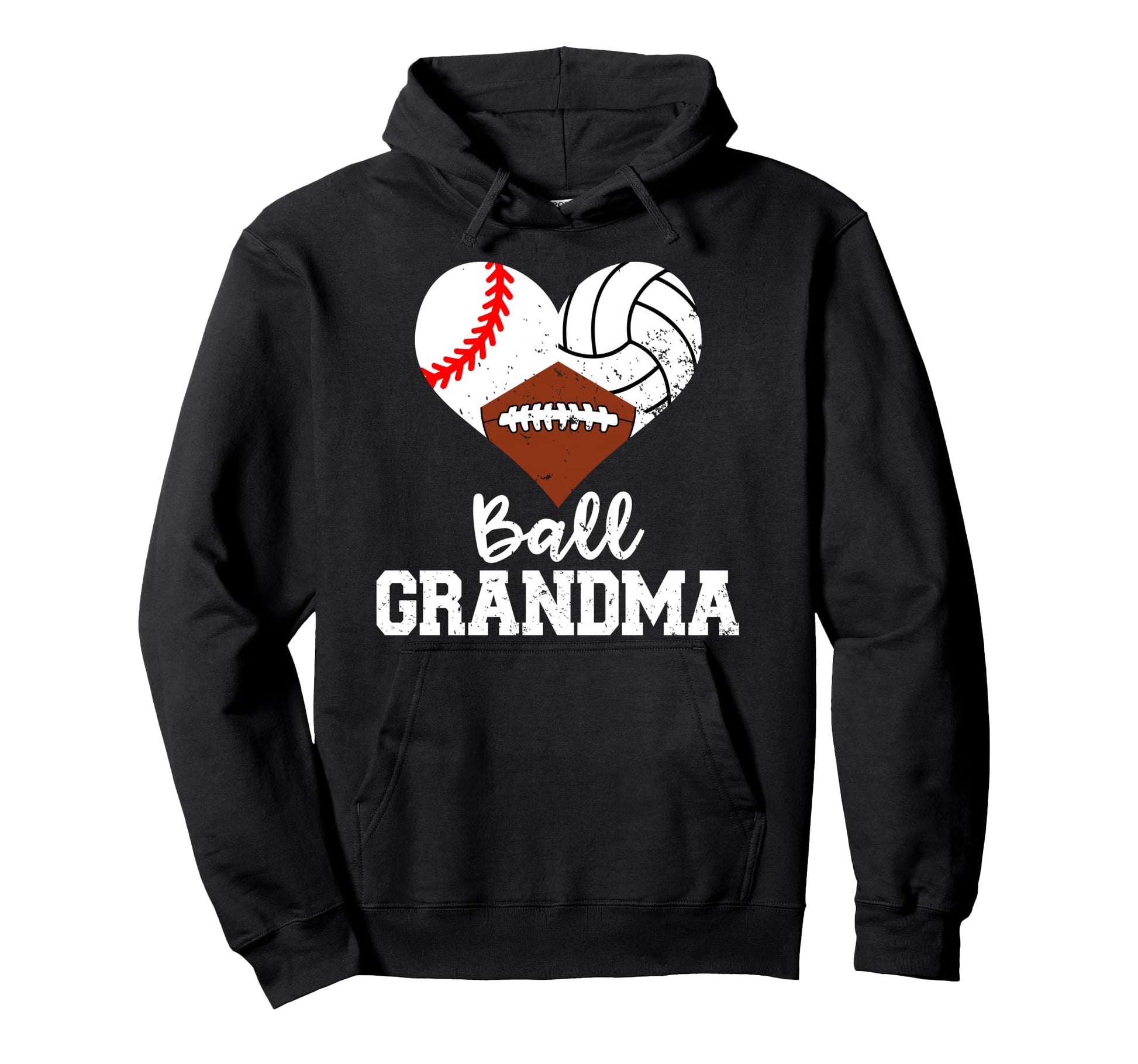 Ball Grandma Heart Baseball Volleyball Hoodie - Unique Graphic for Adults - T-Shirt, Sweatshirt, Hoodie