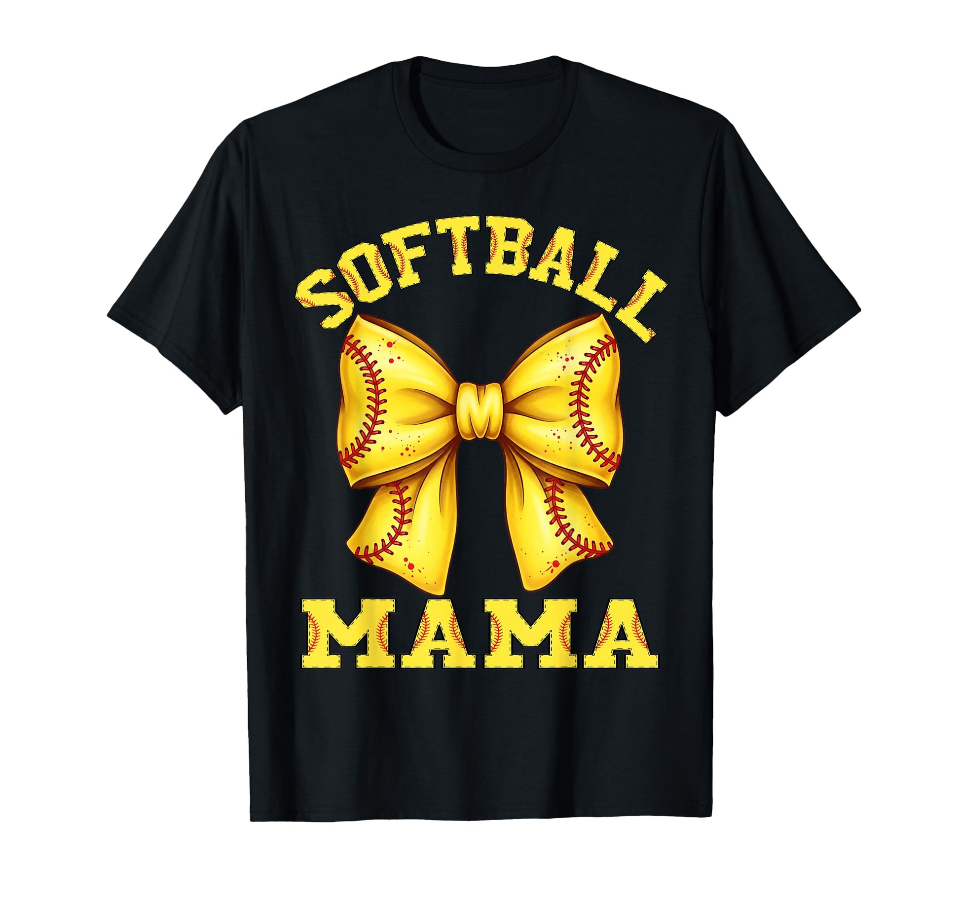 Softball Mama Bow Daughter Player Proud Mom T-Shirt - Graphic Print Unisex - T-Shirt, Sweatshirt, Hoodie