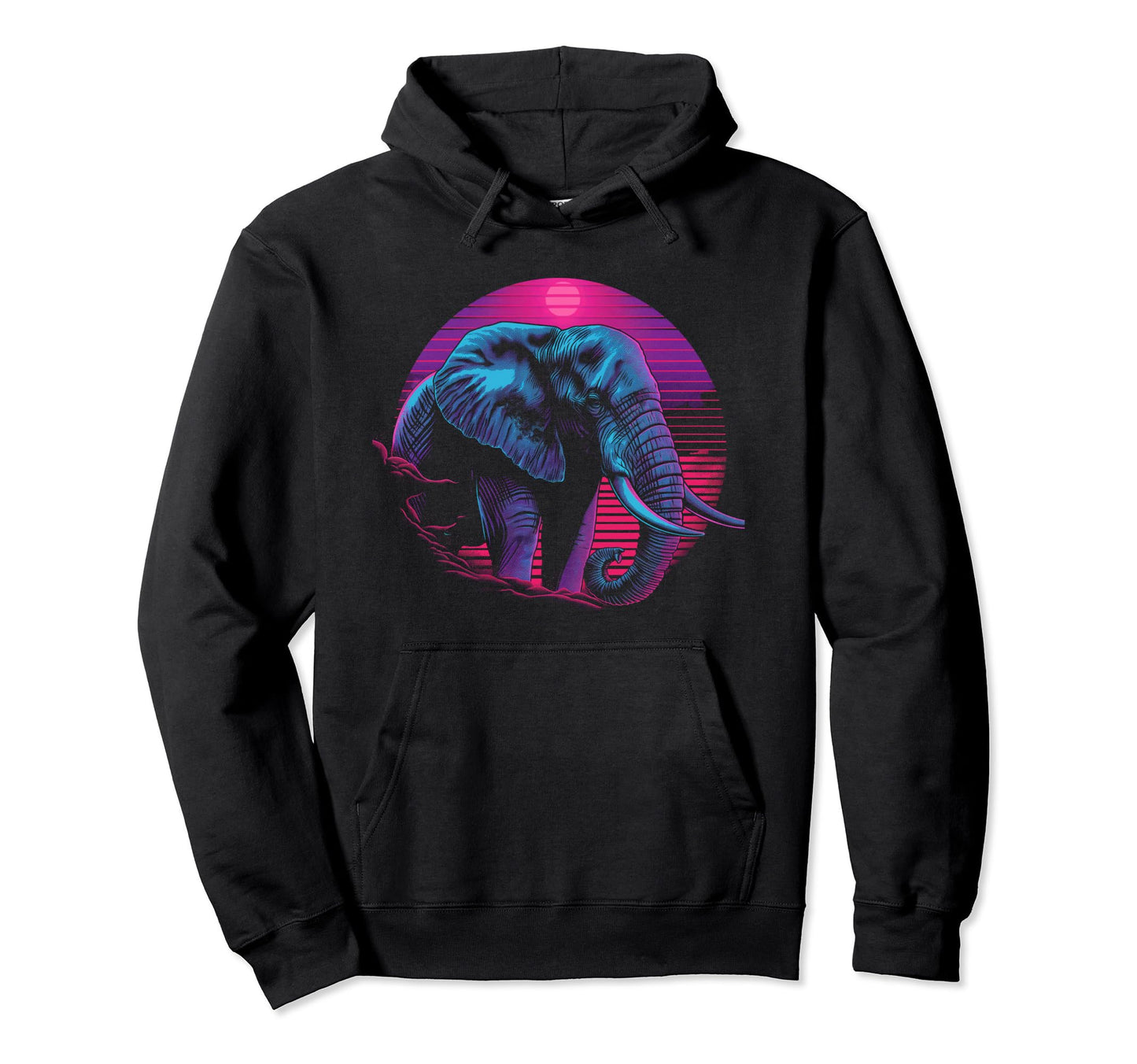 Elephant Vaporwave Aesthetic Synthwave Hoodie - Streetwear Style Unisex - T-Shirt, Sweatshirt, Hoodie