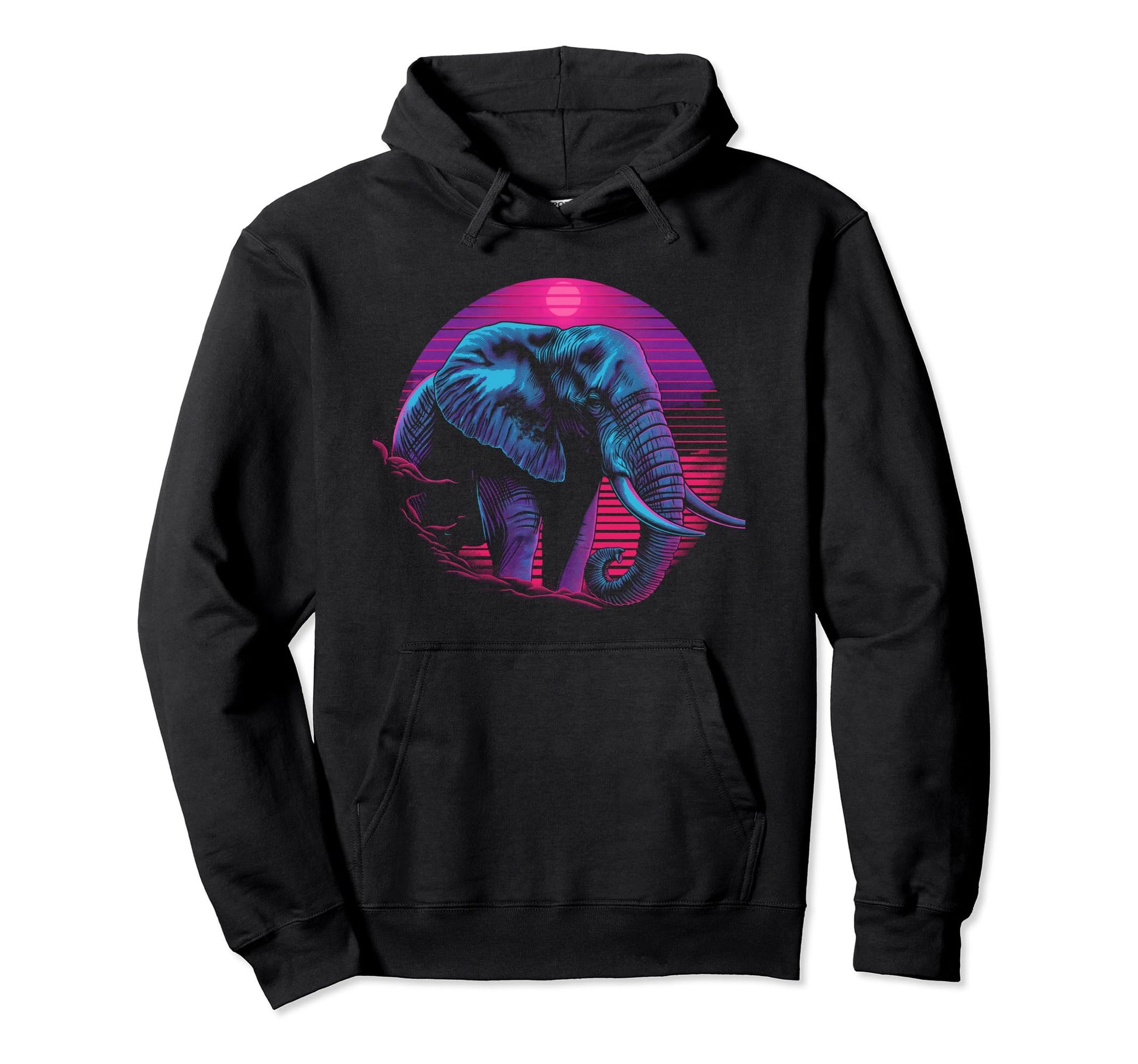 Elephant Vaporwave Aesthetic Synthwave Hoodie - Streetwear Style Unisex - T-Shirt, Sweatshirt, Hoodie