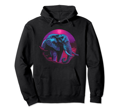 Elephant Vaporwave Aesthetic Synthwave Hoodie - Streetwear Style Unisex - T-Shirt, Sweatshirt, Hoodie
