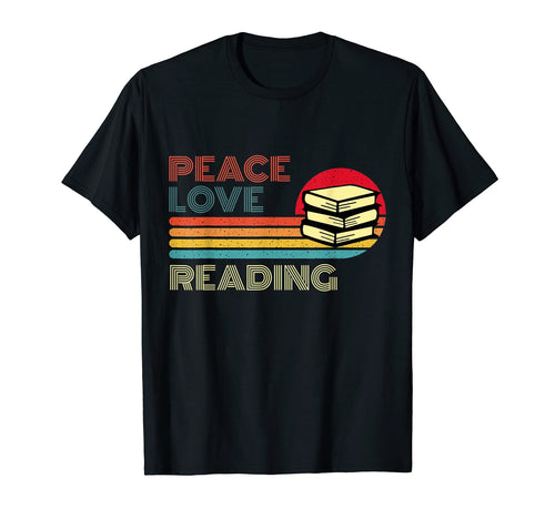 Peace Love Reading Striped Sunset Book T-Shirt - Unique Graphic for Adults - T-Shirt, Sweatshirt, Hoodie