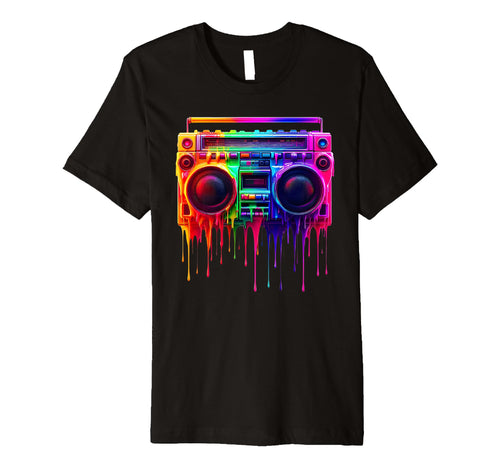 Dripping Paint Boombox Old School T-Shirt - Fun Novelty Design for Adults - T-Shirt, Sweatshirt, Hoodie