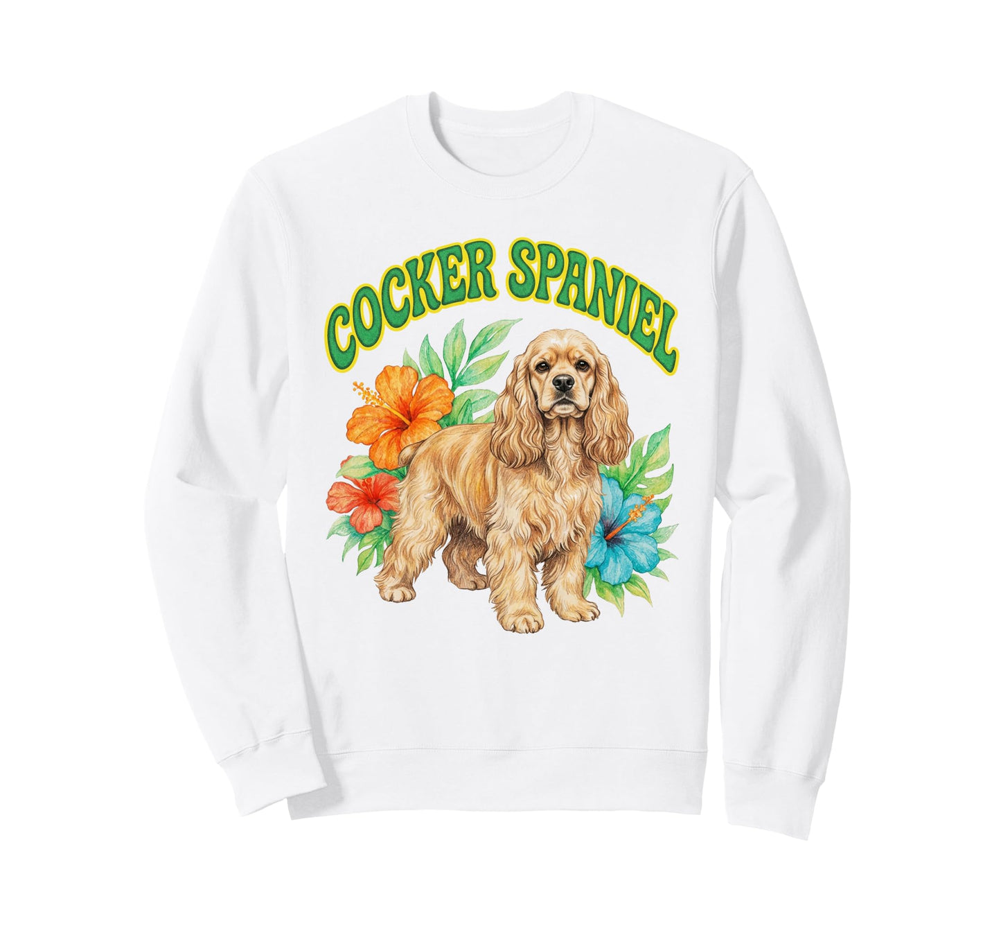 Cocker Spaniel Groovy Floral Sweatshirt - Unique Graphic for Adults - T-Shirt, Sweatshirt, Hoodie