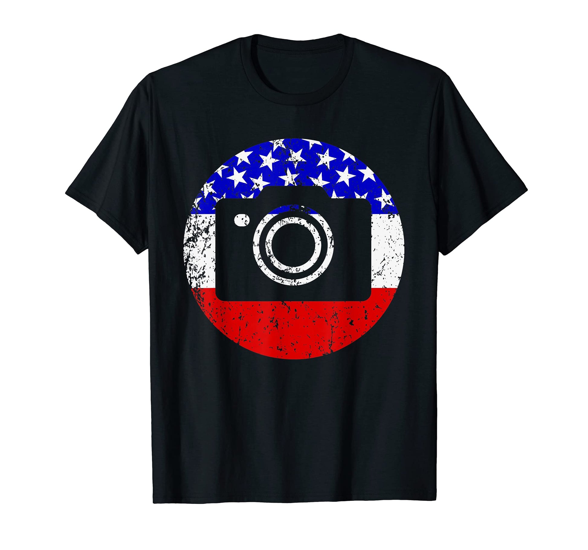 American Flag Photographer Camera T-Shirt - Graphic Print for Adults - T-Shirt, Sweatshirt, Hoodie
