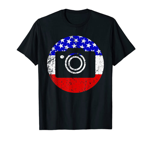 American Flag Photographer Camera T-Shirt - Graphic Print for Adults - T-Shirt, Sweatshirt, Hoodie