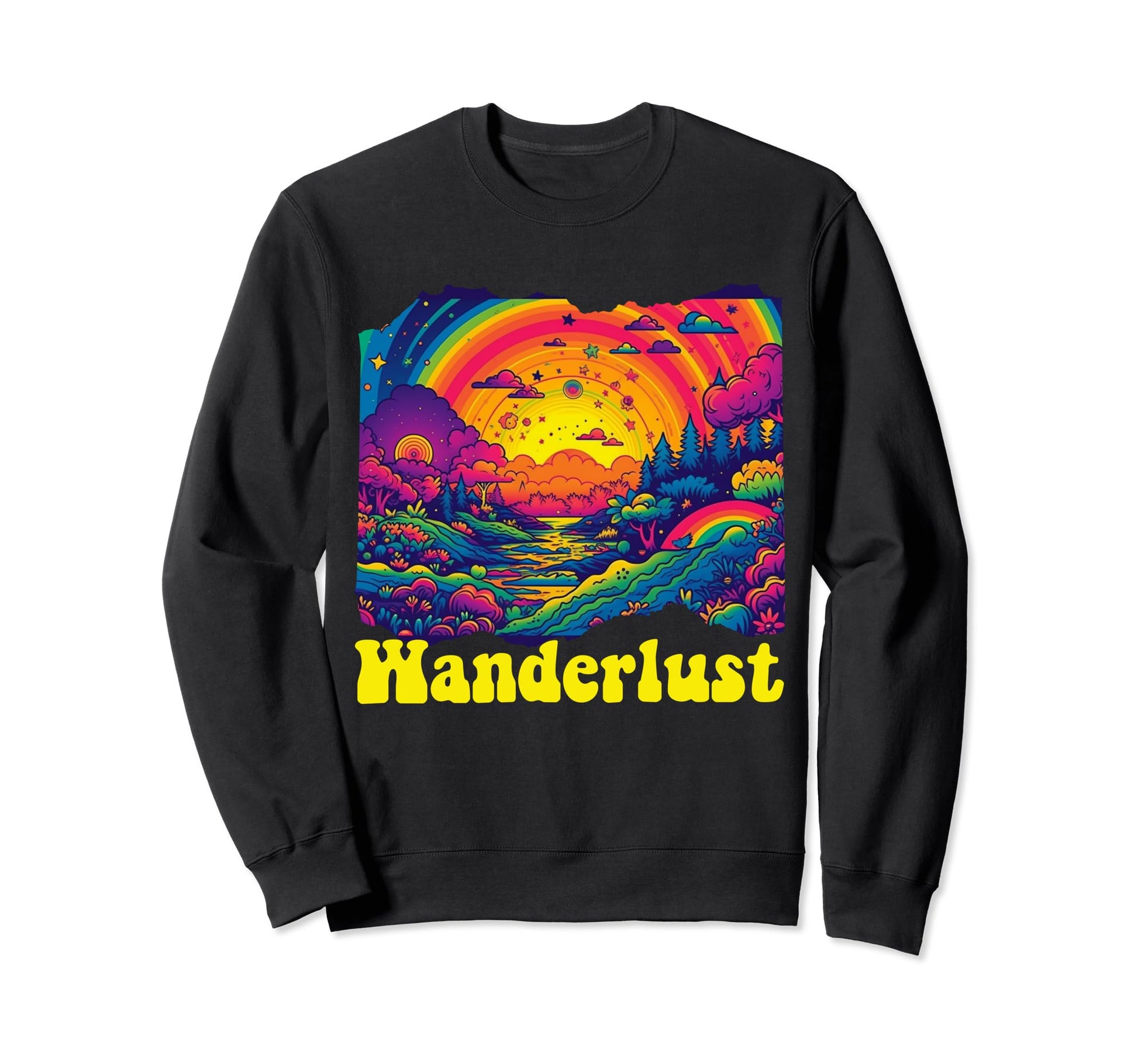 Wanderlust Colorful Rainbow Sweatshirt - Fun Novelty Design for Adults - T-Shirt, Sweatshirt, Hoodie