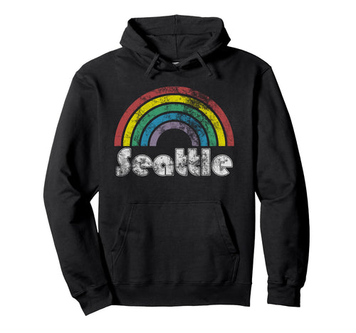 Seattle Rainbow 70S 80S Gay Pride Hoodie - Graphic Print Unisex - T-Shirt, Sweatshirt, Hoodie