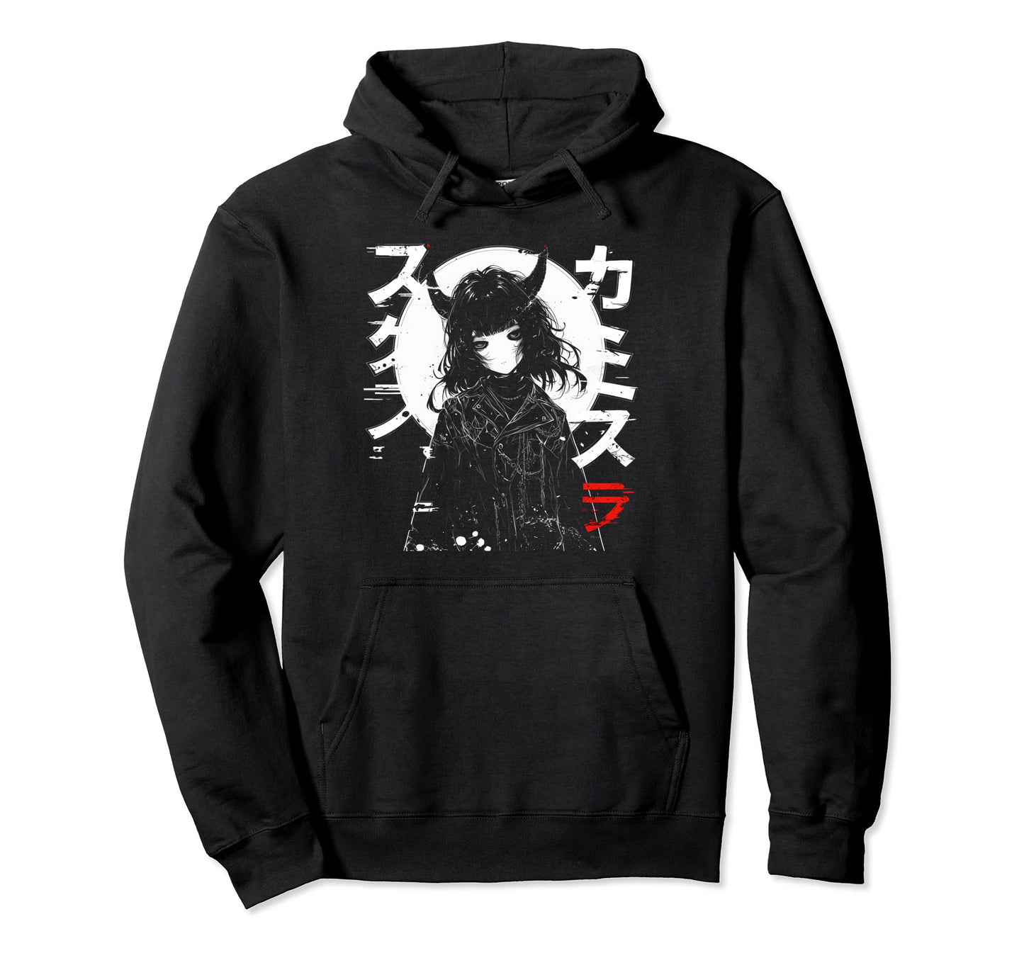 Anime Goth Grunge Demon Waifu Hoodie - Casual Everyday Wear for Adults - T-Shirt, Sweatshirt, Hoodie