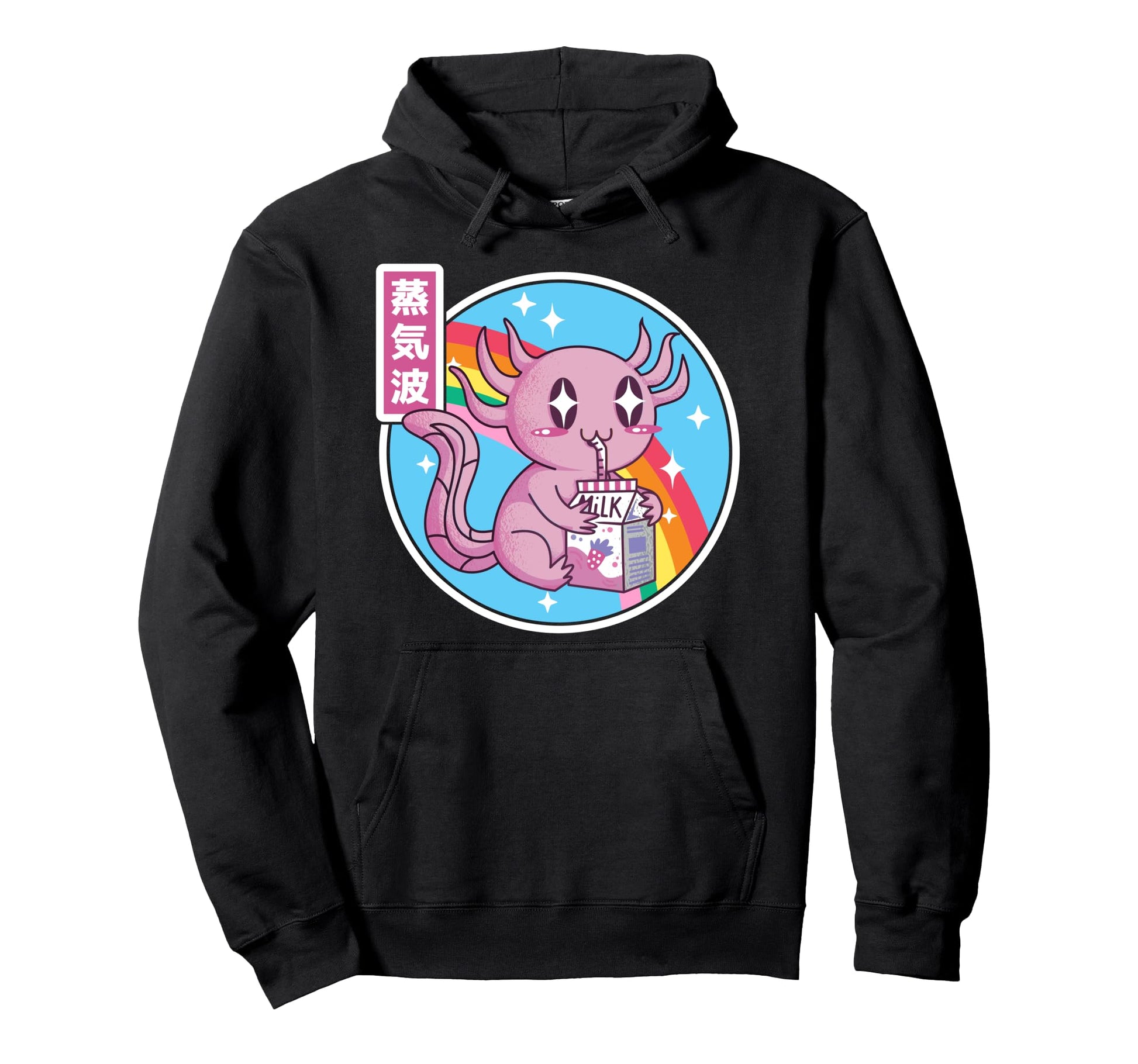 Axolotl Strawberry Milk Kawaii Hoodie - Casual Everyday Wear Men Women - T-Shirt, Sweatshirt, Hoodie