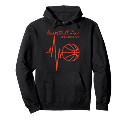 Basketball Heartbeat Basketball Dad Hoodie - Graphic Print Unisex - T-Shirt, Sweatshirt, Hoodie