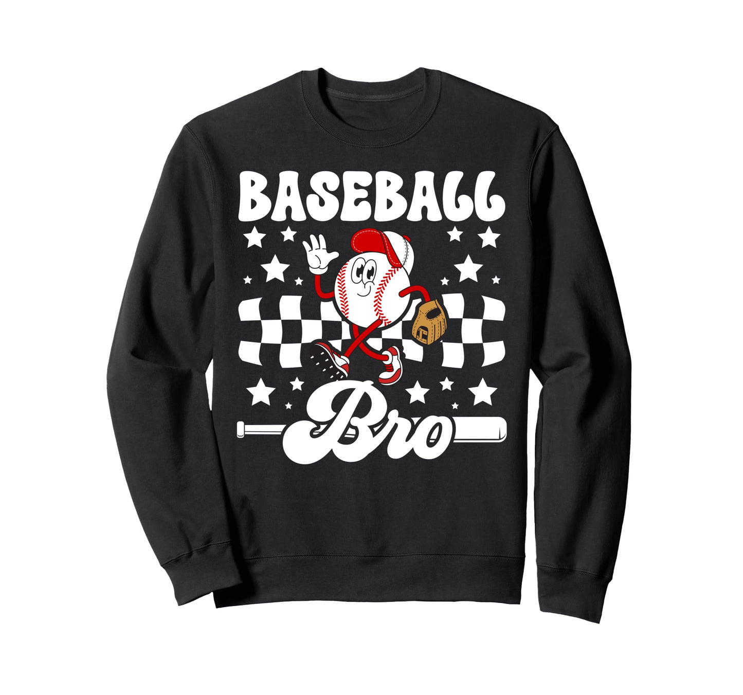 Baseball Bro Groovy Baseball Sweatshirt - Unique Graphic for Adults - T-Shirt, Sweatshirt, Hoodie