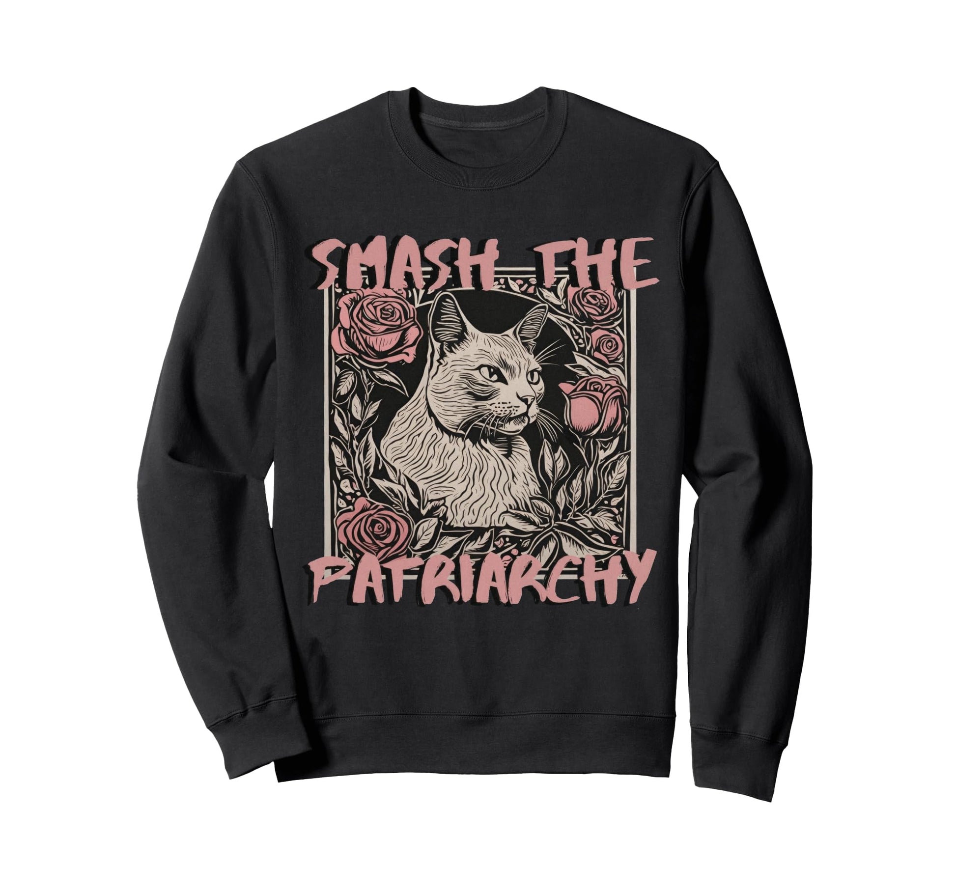 Cat Feminist Statement 90S Grunge Smash Sweatshirt - Unique Graphic Unisex - T-Shirt, Sweatshirt, Hoodie