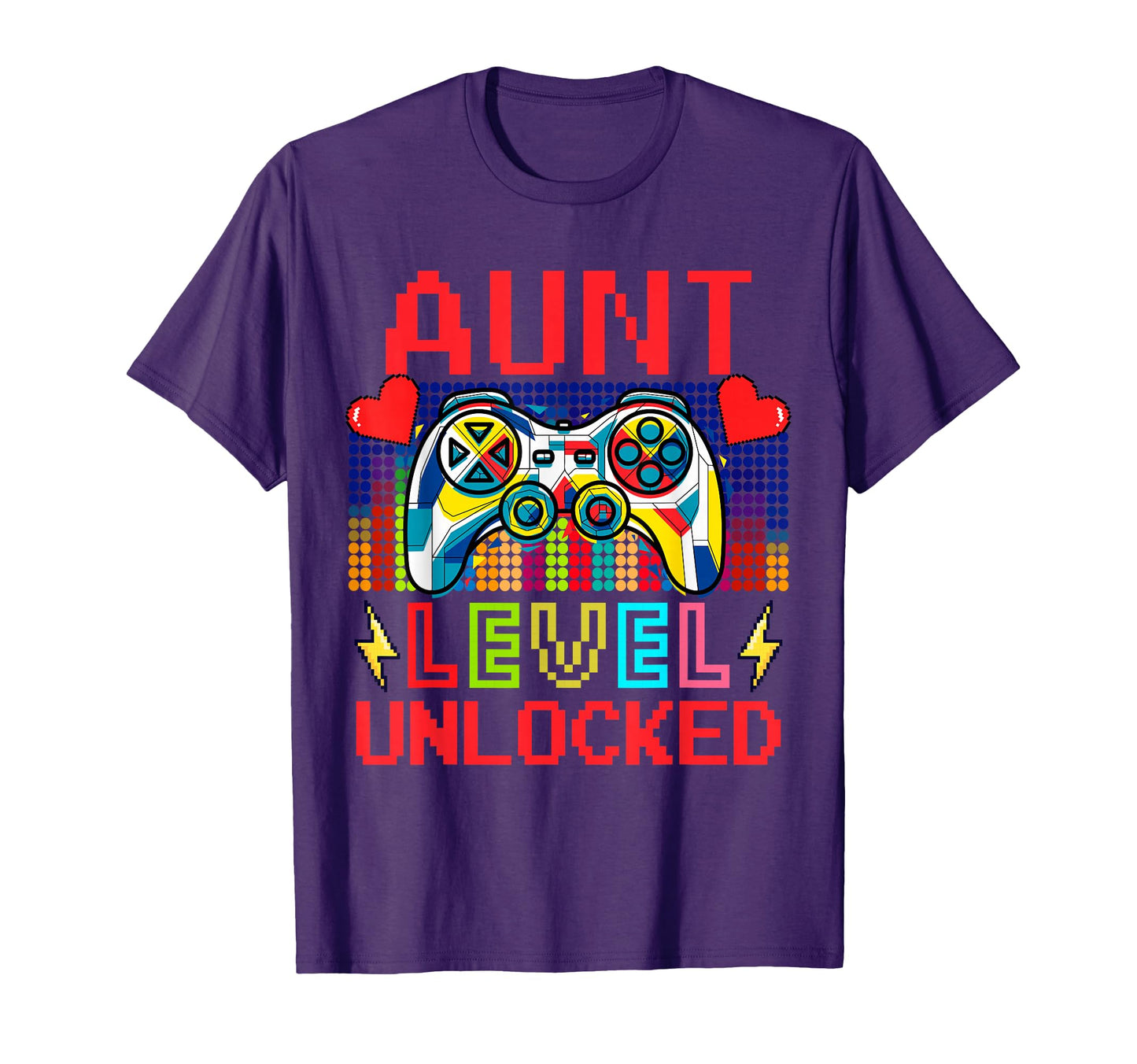 Aunt Level Unlocked Colourful Game T-Shirt - Custom Art Print Men Women - T-Shirt, Sweatshirt, Hoodie